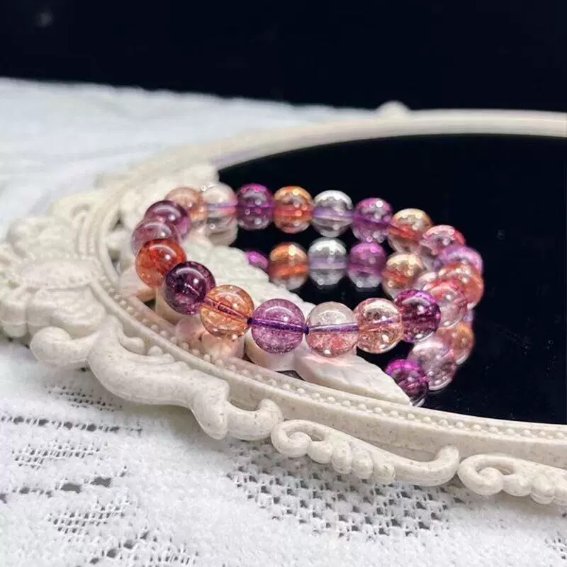 Fireworks Super Seven Bracelet Blackcurrant Gold Strawberry Bracelet Bana Flower Venom Purple Hair Crystal Three-Round Backbone Jewelry Gift Fireworks Super Seven Bracelet Blackcurrant Gold Strawberry Bracelet Bana Flower Venom Purple Hair Crystal Three-Round Backbone Jewelry Gift