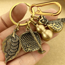 Brass dustpan key buckle Merchants Gourd Pendant Transshipment Zodiac Car Key Chain Men China Wind Money Bag Accessories