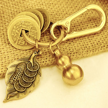 Pure Brass Five Imperii Money Key Buckle A Leaf Raw Wealth Creative Men And Women Zodiac Pendant Transshipment Gourd Car Chain Gift