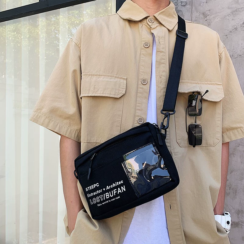 Messenger bag nam trong xu hướng ba lô sinh viên hàn quốc đeo vai túi vải thủy triều túi nhỏ thủy triều thương hiệu túi cậu bé nhẹ - Túi của con người