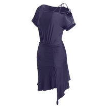 Small Jasmine Latin Dance Suit Womens Open-shoulder Open Fork Sexy Dress Code Adult National Standard Dance Dress Code