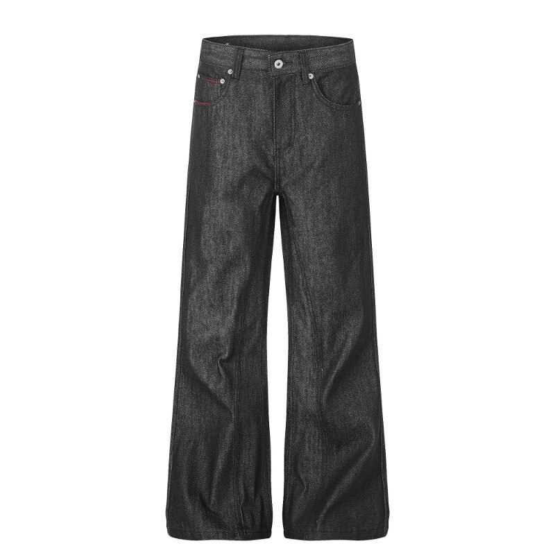 American Retro Hand-Stitched Denim Raw Denim Jeans for Men and Women, Clean Fit, Loose Straight-Leg, Slightly Flared A-Line Long Pants