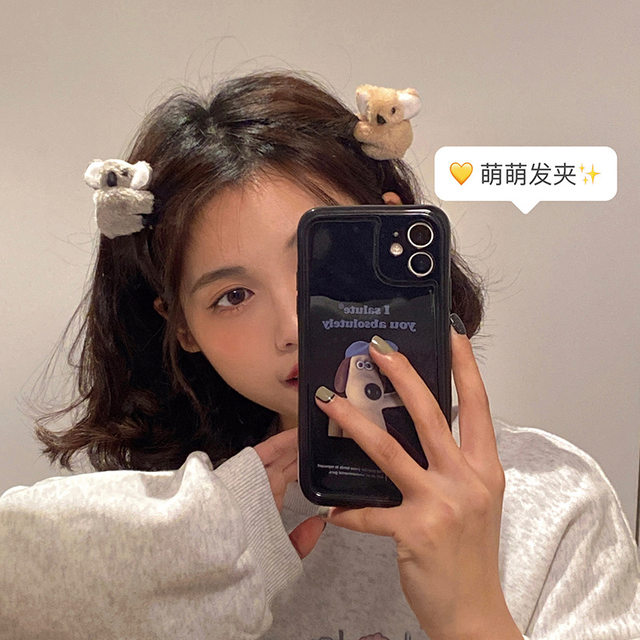 Koala hairpin ແມ່ຍິງງາມກາຕູນ plush hairpin bangs forehead side break hairpin internet celebrity clip headwear ຂະຫນາດນ້ອຍ