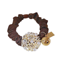 Korean Temperament Small Intestine Hair Ring Women Zahin Hair Leather Fascia Balls Hair Rope Advanced Sensation Pearl Water Drill Horsetail Head Rope