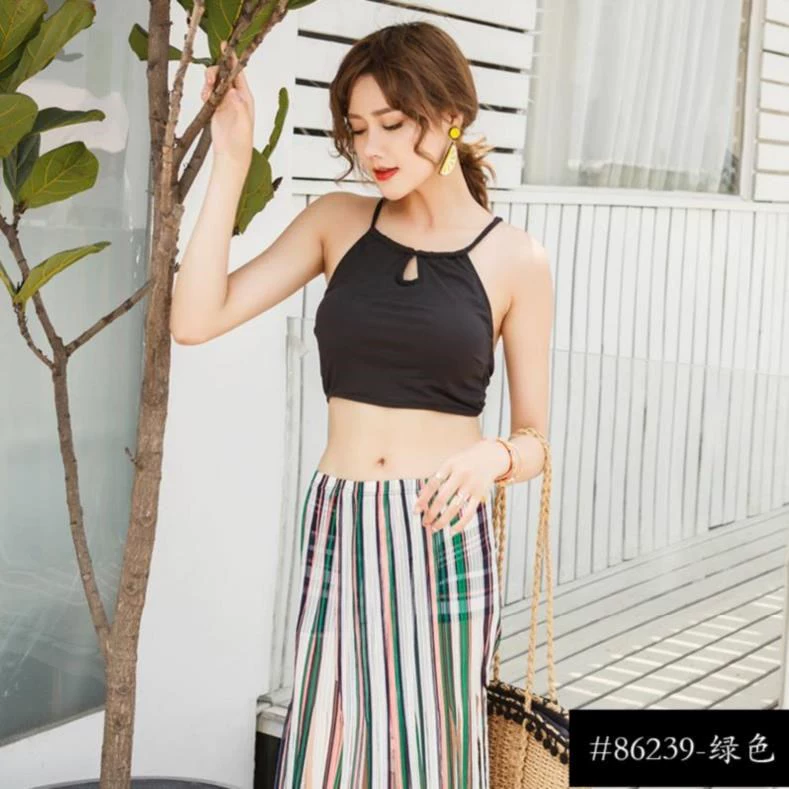 Áo tắm ngắn tay vòng thép áo tắm nữ 2019 mới hợp thời trang ba mảnh trắng sọc đen và trắng Áo tắm nữ một mảnh tuyết - Bộ đồ bơi One Piece