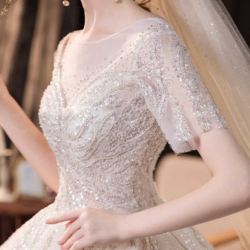 French main wedding dress 2022 new bride small pregnant women pregnant women simple and high -level texture heavy workmanship light yarn dragging tail 2023 French main wedding dress 2022 new bride small pregnant women pregnant women simple and high -level texture heavy workmanship light yarn dragging tail 2023