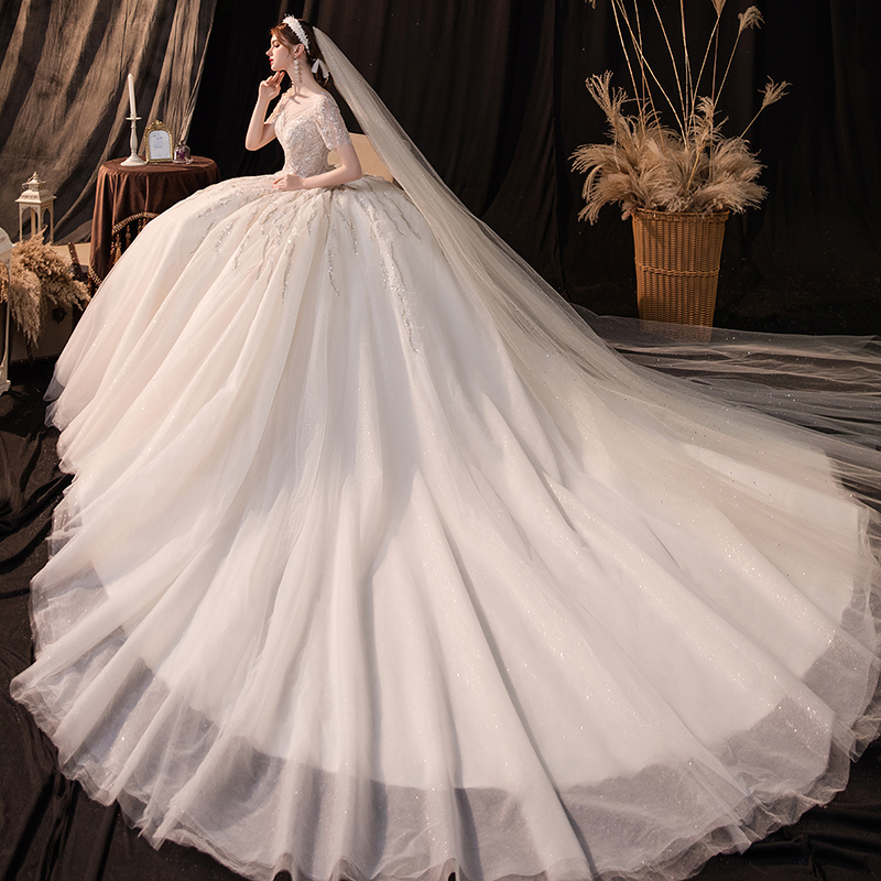 French main wedding dress 2022 new bride small pregnant women pregnant women simple and high -level texture heavy workmanship light yarn dragging tail 2023 French main wedding dress 2022 new bride small pregnant women pregnant women simple and high -level texture heavy workmanship light yarn dragging tail 2023