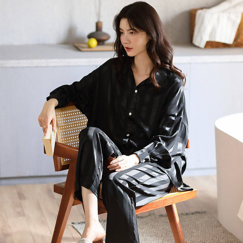Sleepwear Lady Spring Autumn Ice Silk Long Sleeve Thin year new upscale netbook Red extras Home Suits Suit Summer