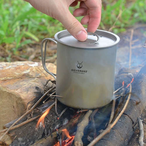 Серебряный серебряный муравей чистый титановый складной ручка чашка на открытом воздухе портативный портативный портативный кемпинг -чашка светлый титан