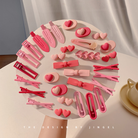 Pink hairpin 2023 new little hair card side Liu Hai clip cute side love duck mouth clip headdress