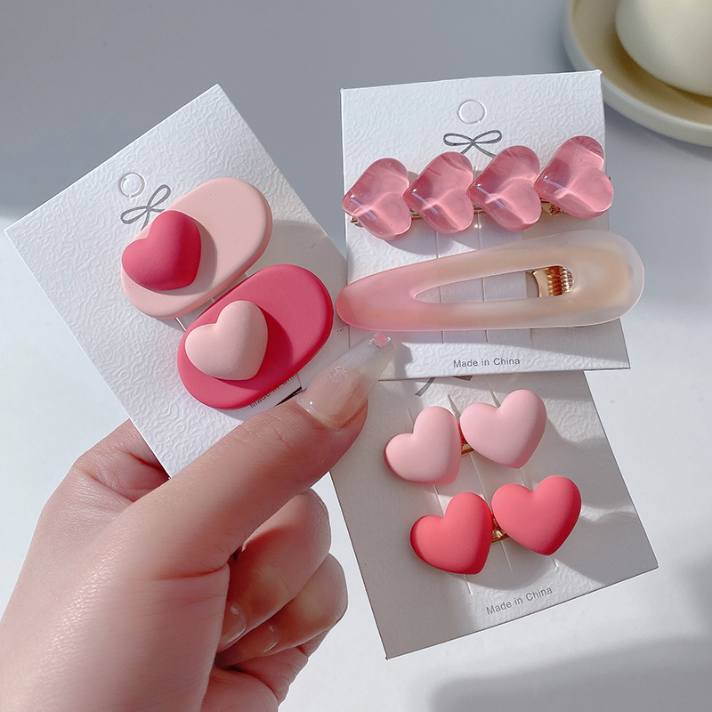 images 24:Pink hairpin 2023 new little hair card side Liu Hai clip cute side love duck mouth clip headdress