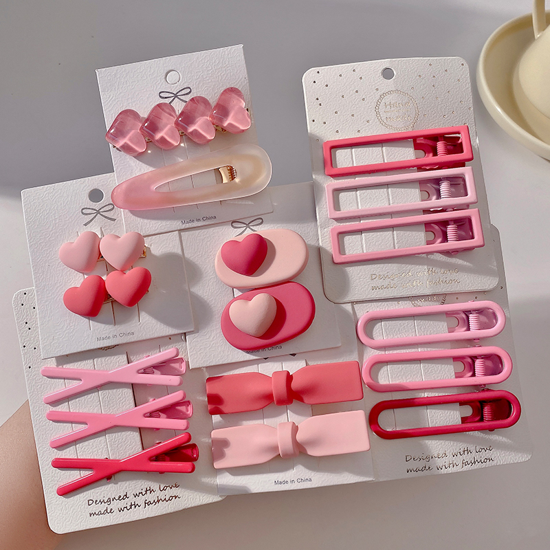 images 18:Pink hairpin 2023 new little hair card side Liu Hai clip cute side love duck mouth clip headdress