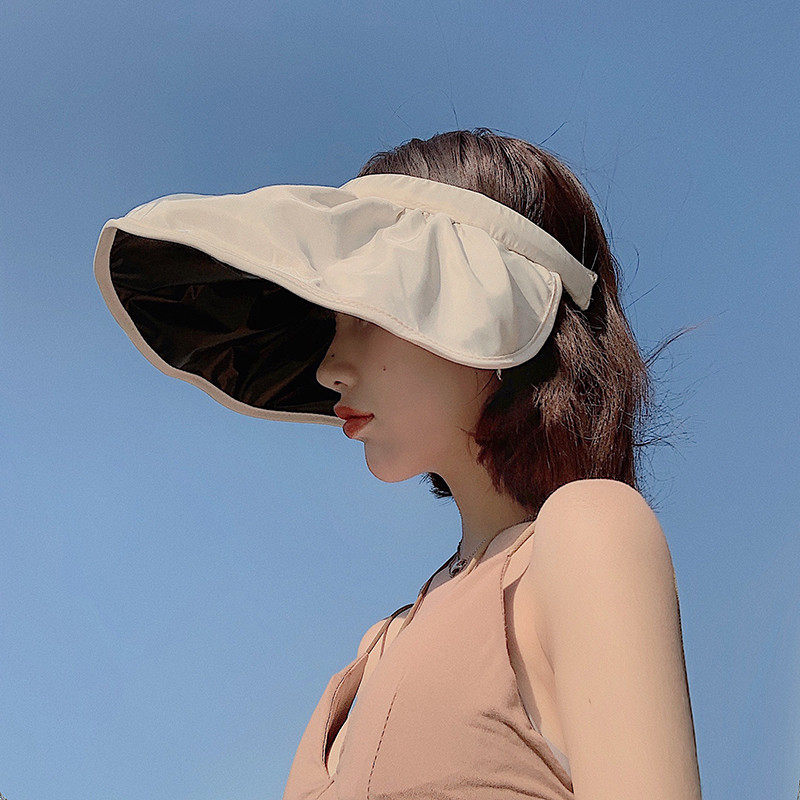 Evidison Free summer sun hat women's empty top anti-UV black glue sunshade face headband shell hat