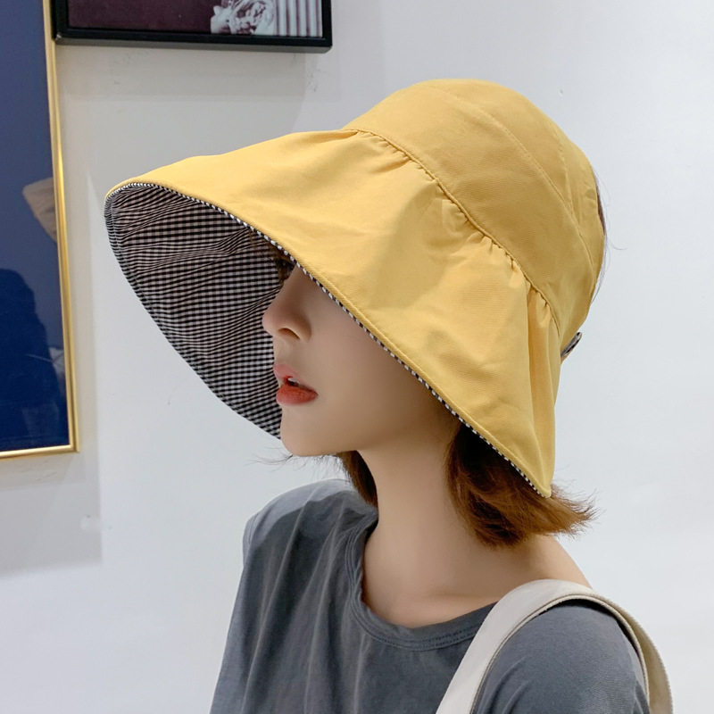 Evidison Free sun hat female anti-UV sun hat fisherman hat tide face small double-sided foldable