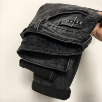 Elastic wear-resistant jeans mens 2020 autumn new casual all-match long pants slim straight light luxury mens pants trend