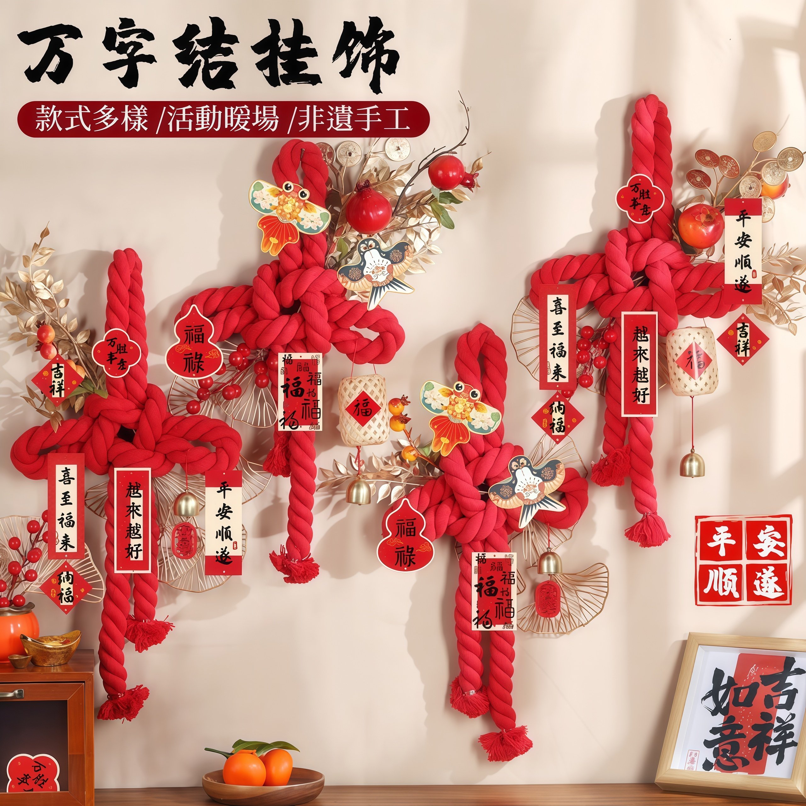 2026 New Year Decorations, New Year's Door Handle Pendants, New Hanging Ornaments, Spring Festival Year of the Horse Atmosphere Arrangement, Indoor Door Hangings