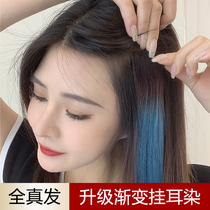 Real Hair Hanging Ear Dyeing Wig Piece Women Long Hair Summer Colored Hair Picking and Dyed Wig strips Short invisible and no marks