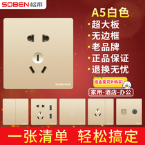 Matsumoto Switch Socket A5 gold large panel Home Type 86 concealed wall open 5-hole USB 23 socket