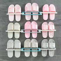Foldable bathroom slippers rack toilet wall-mounted shoe rack towel rack toilet free of perforated drain