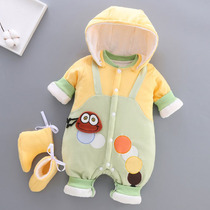 Newborn baby clothes fall winter suit padded outside clothes holding clothes winter feet baby foreign style jumpsuit cute