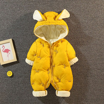 Newborn baby clothes autumn and winter jumpsuit baby girl cute outside clothes hold cotton-padded winter suit