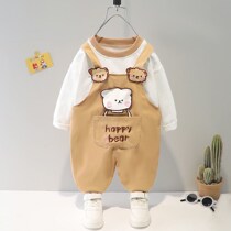 Strap pants girls spring and autumn clothes autumn clothes foreign atmosphere 2 childrens clothes 3 boomers baby boys autumn one year old baby set