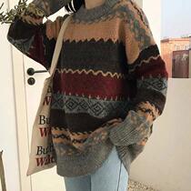 Vintage Sweaters Women Pullover Winter Striped Jumpers Korea