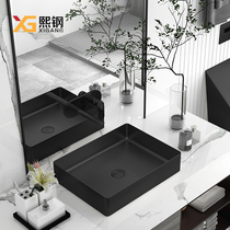 Xi Steel Nordic Black Stainless Steel Terrace Basin Bar Washbasin Home Toilet Washbasin Hotel Face Basin