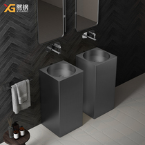 Xi steel 304 stainless steel upright post basin integrated floor type washbasin villa Minjuku Bar gun grey washbasin