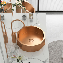 Xi Steel Stainless Terrace Basin Rose Gold Terrace Washbasin Folk Hotel Washbasin Home Balcony Single Basin