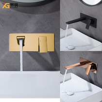 Light extravagant gold full copper dark loading wall type tap net red wine shop toilet hot and cold water concealed wall outlet tap