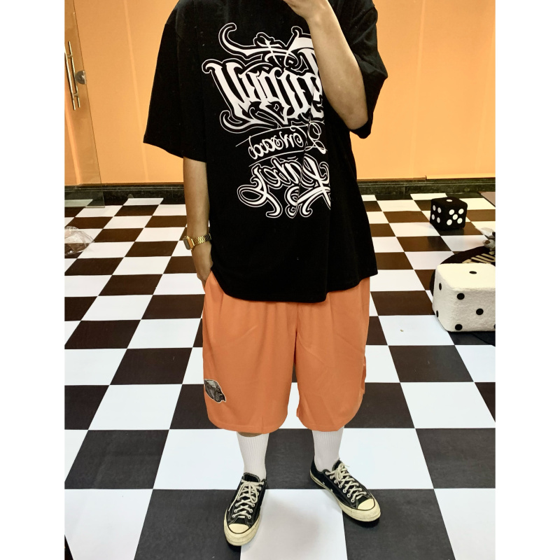 American Casual Old School Retro Embroidered Chicano Large Size Mesh Basketball Shorts Over-The-Knee Six-Point Shorts