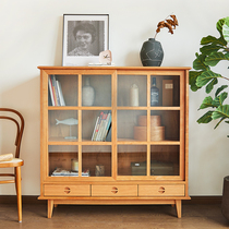  Yumu is home to Nordic middle-aged living room glass display cabinet storage storage bookcase Dining side cabinet shelf floor-to-ceiling floor-to-ceiling floor-to-ceiling floor-to-ceiling