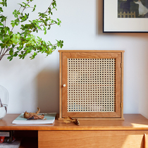  Yumu for home Nordic ins Rattan cosmetics small grid storage cabinet storage cabinet mug rack Solid wood multi-function
