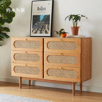  Island wood for home Nordic cherry wood solid wood six-drawer cabinet drawer storage cabinet Bedroom locker living room against the wall