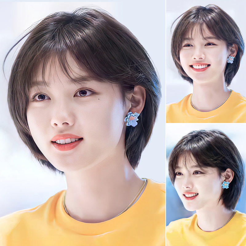 Wig Everyday Natural Hair Real Hair Girl Short Hair Styling 2021 New Fashion All-headgear Wig Cap