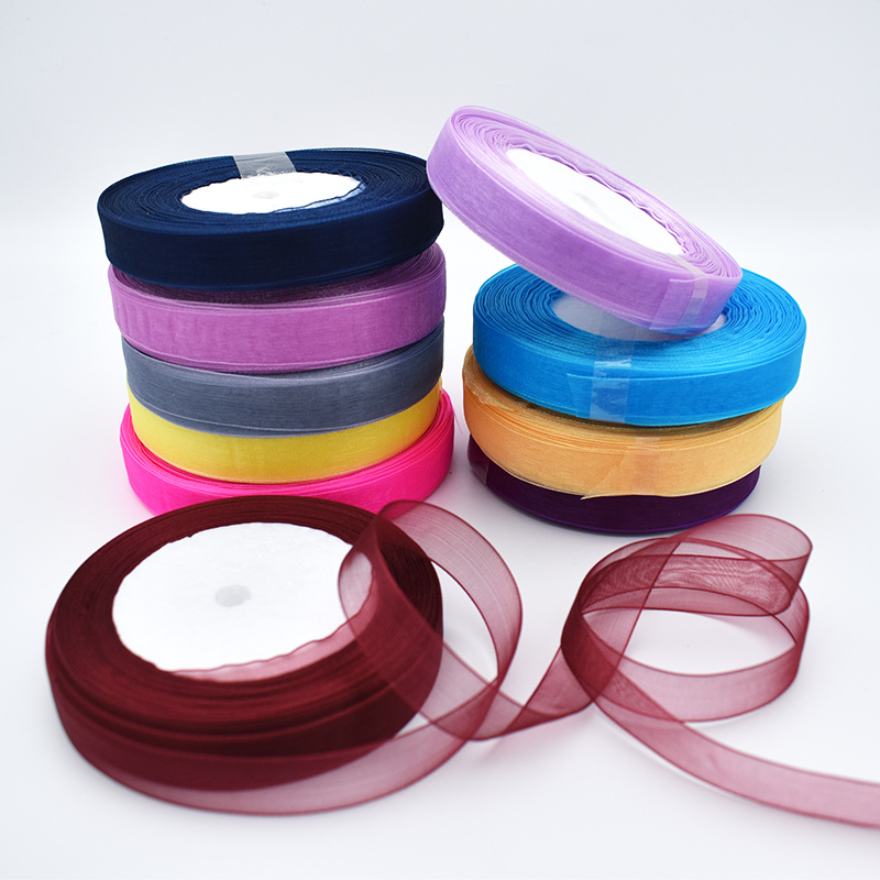 1.5cm Wide Handmade Ribbon Hook Hat Cord Transparent Organza Ribbon Gift Wrapping Ribbon Bow Chiffon Ribbon