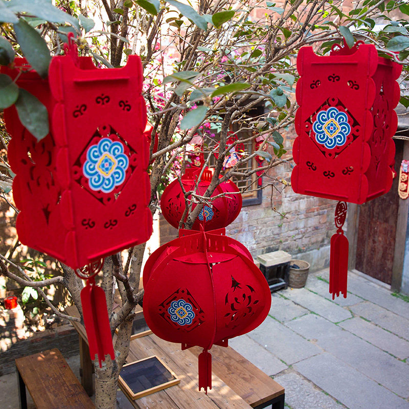 New Year's pendant blessing character lantern three-dimensional Chinese-style outdoor yard decoration supplies 2022 Chinese New Year layout pendant