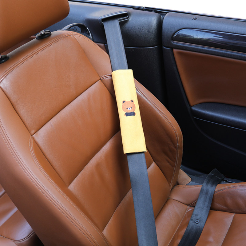 Cartoon Car Seat Belt Guard Shoulder Cute Female Cotton Linen Cute car In-car Accessories Car Accessories