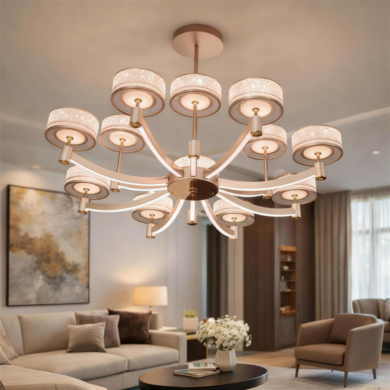The Same Model as the Physical Store: Modern, Simple, High-End, and Elegant Crystal Led Chandelier for Living Room, Bedroom, and Dining Room, with a Starry Brilliance