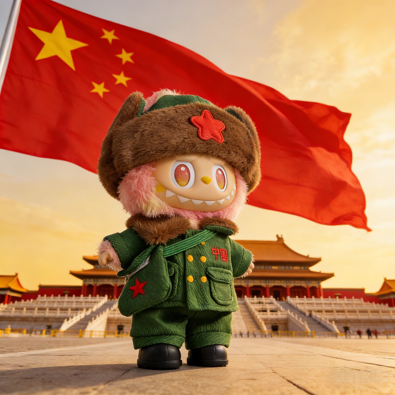 In-Stock Labubu Doll Clothes, Universal for First and Third Generations, Lei Feng Green Military Coat, Jacket, Hat, 17cm Clothes