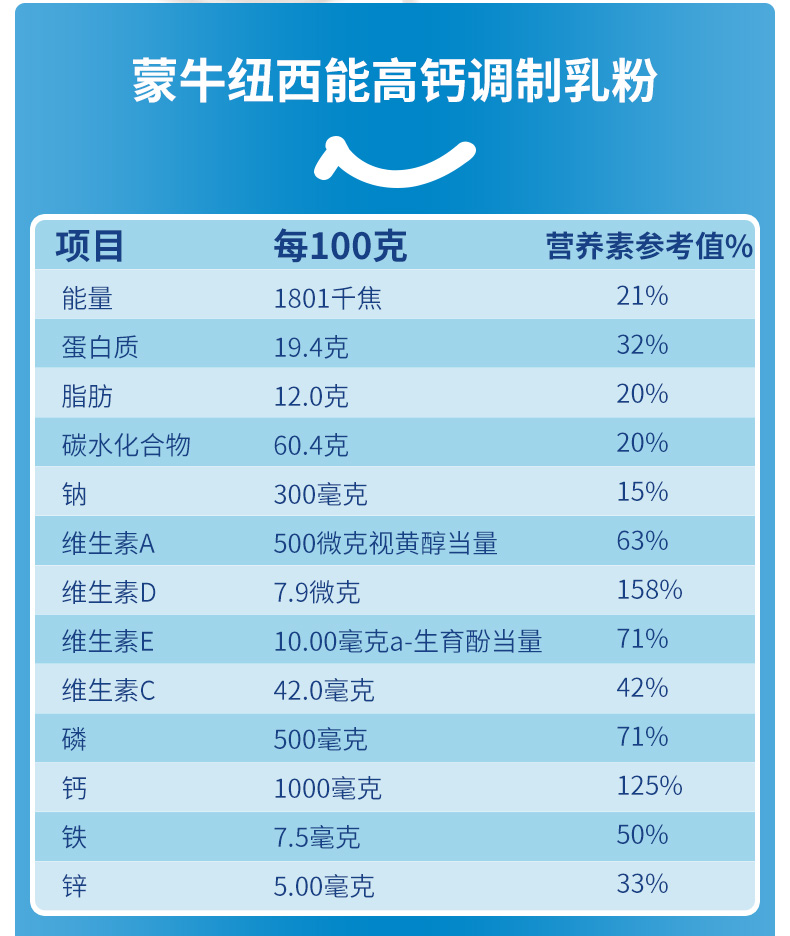 【蒙牛】新西兰原装进口高钙奶粉800g