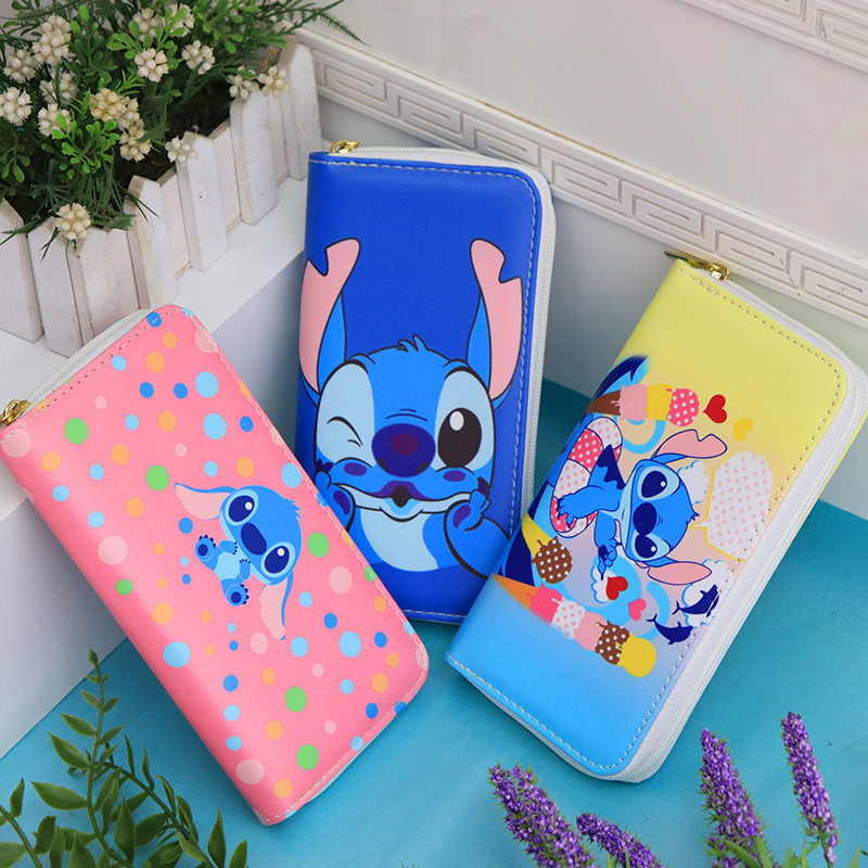 Cartoon cute Stitch children boy exquisite trendy fashion storage mobile phone bag long version zipper men's wallet