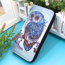 Delicate Japan-ROK Trends Pu Leather Cartoon Cute Printed Owl Long children Zero-wallet Boy girls wallet