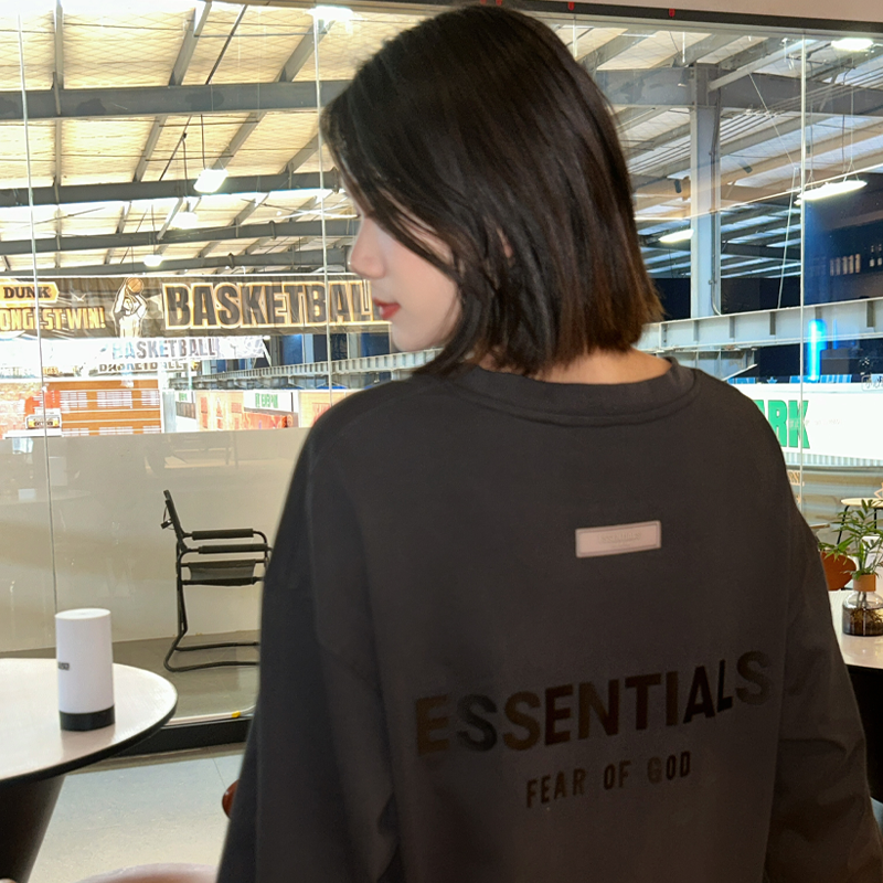 ESSENTIALSKKK новое письмо длинный рукав футболка аутентичный американский вариант свободная многолиния высокий уличный стиль свободная пара трендовый бренд
