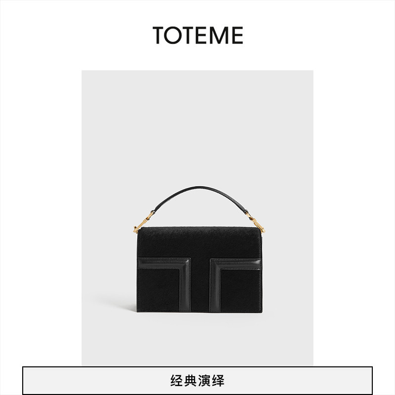 Toteme Women's Bag Mini T-Shaped Flap Handbag with Horsehair Effect