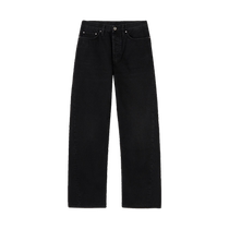 TOTEME Womens Distressed Black Cotton Mid-Rise Straight Twist Stitch Full-Length Jeans