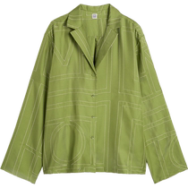 TOTEME Womens Laurel Green Letter Logo Mulberry Silk Pajamas