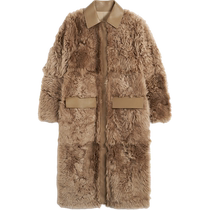 TOTEME Womens biscuit color sheepskin curly shearling coat