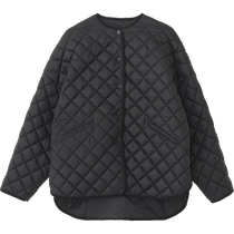 TOTEME Womens Black Diamond Texture Loose Round Neck Quilted Jacket